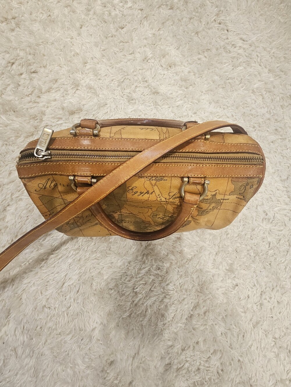 Alviero Martini Leather Map Two-Way Bag - Picture 4 of 9